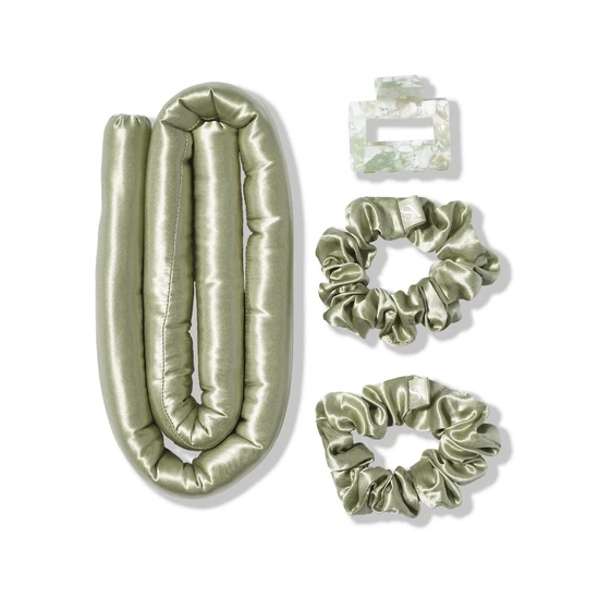 Silk Addict Olive Green Heatless Curlers Set