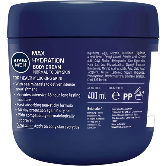 Nivea Men Maximum Hydration Body Cream 400ml