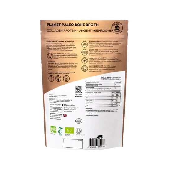 Planet Paleo Organic Bone Broth Collagen Protein Ancient Mushrooms 225g