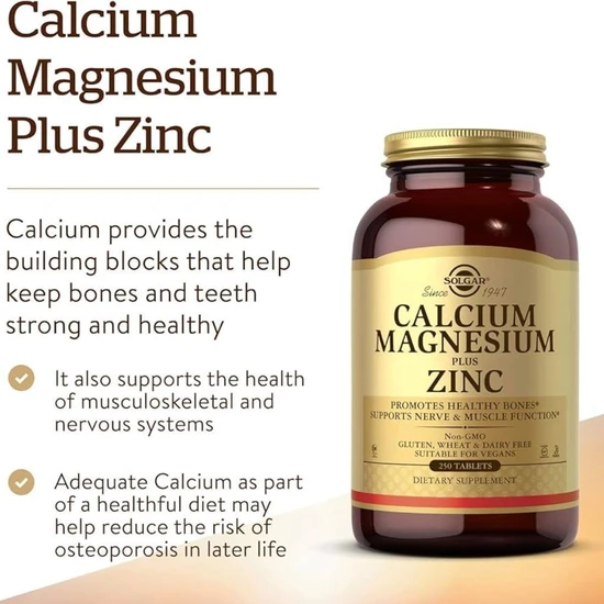 Solgar Calcium Magnesium Plus Zinc Tablets x100