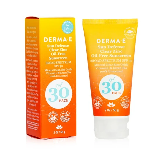 Derma E Sun Defence Clear Zinc Oil Free Sunscreen SPF 30 Face 56g
