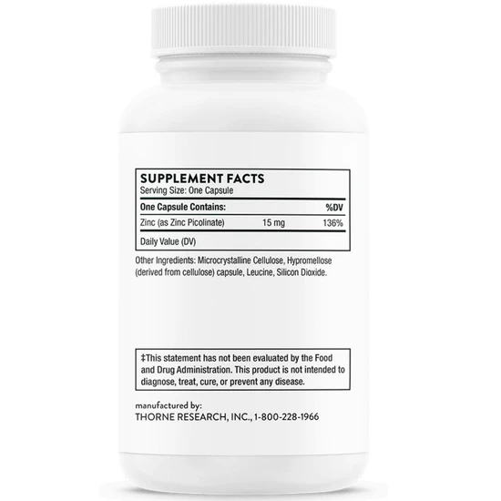 Thorne Zinc Picolinate 15mg Capsules 60 Capsules