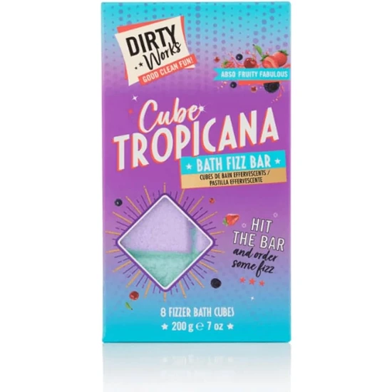 Dirty Works Cube Tropicana Bath Fizz Bar 200g