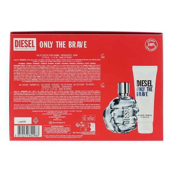 Diesel Only The Brave Gift Set Eau De Toilette (50ml) + Shower Gel (75ml)