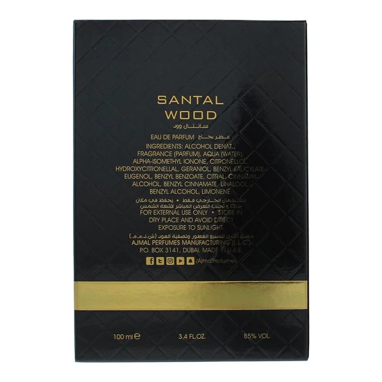 Ajmal Santal Wood Eau De Parfum 100ml