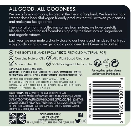 Baylis & Harding Goodness Oud, Cedar & Amber Hand Wash 500ml