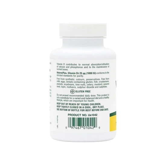 Nature's Plus Vitamin D3 1000iu Softgels 180 Soft Gels