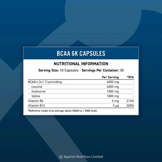 Applied Nutrition BCAA 6k Capsules 300 Capsules