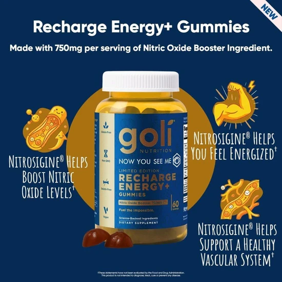 Goli Nutrition Recharge Energy+ Gummies 60 Gummies