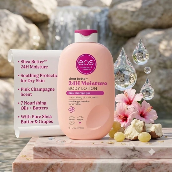 Eos Shea Better 24h Moisture Pink Champagne Body Lotion 473ml