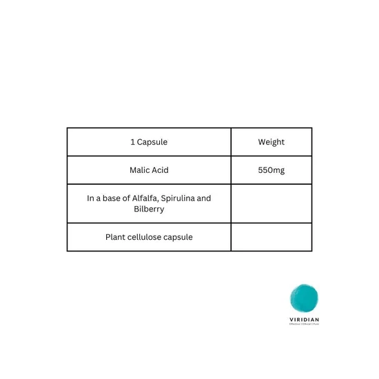 Viridian Malic Acid 500mg Veg Capsules 90 Capsules