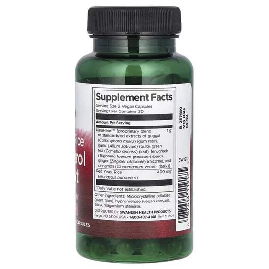 Swanson Red Yeast Rice Cholesterol Support Capsules 60 Capsules