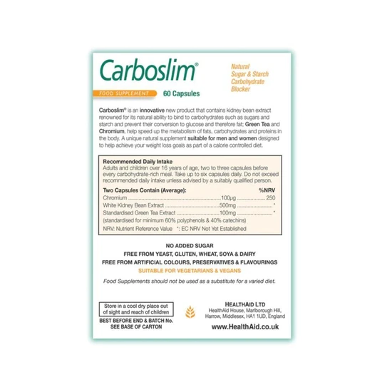 Health Aid Carboslim Phase Two Capsules 60 Capsules