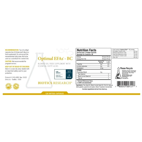 Biotics Research Optimal EFAs BC Capsules 120 Capsules