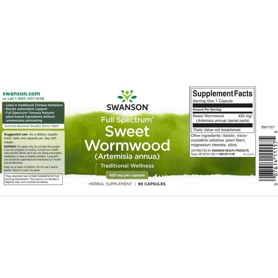 Swanson Full Spectrum Sweet Wormwood 425mg Capsules 90 Capsules