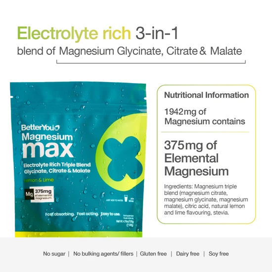 BetterYou Magnesium Max 3-in-1 Powder Lemon & Lime Flavour