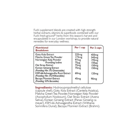 Fushi Herbal & Vitamin Blends Nootropic Brain Blend 60 Capsules