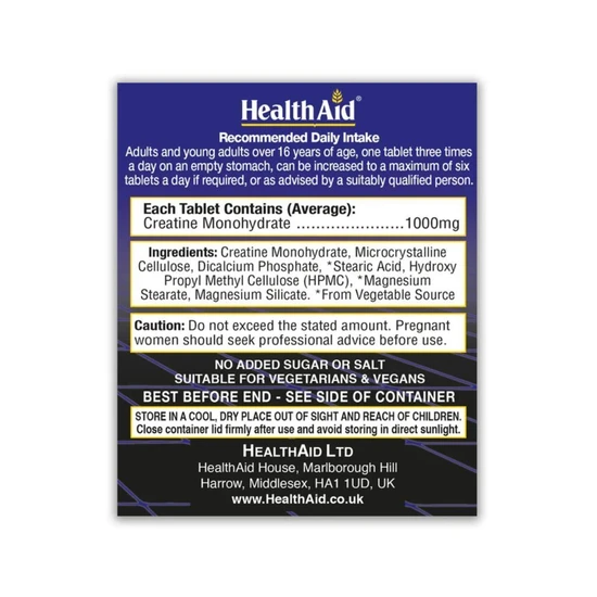 Health Aid Creatine Monohydrate 1000mg 60 Tablets