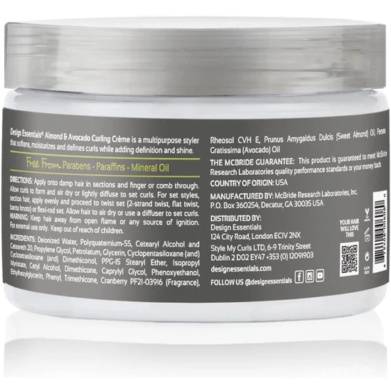 Design Essentials Almond & Avocado Curling Creme 340g