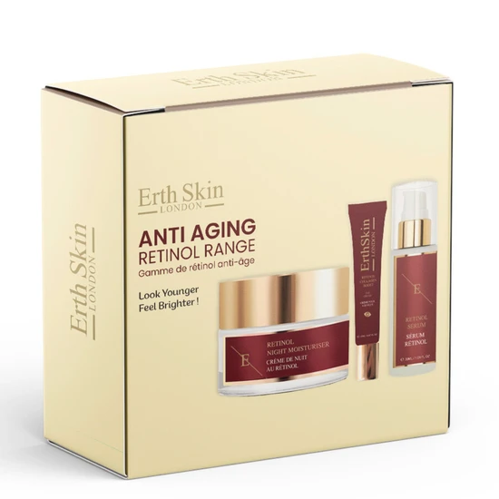 Erth Skin London Retinol Set Retinol Serum 30ml + Retinol Night Moisturiser 50ml + Retinol Collagen Boost Eye Cream 20ml