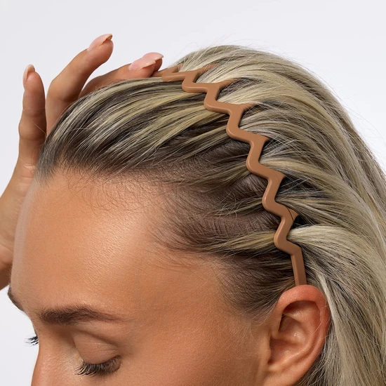 Brushworks Neutral Zig Zag Headbands x3