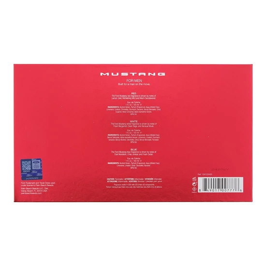 Mustang Gift Set 30ml Red Eau De Toilette + 30ml White Eau De Toilette + 30ml Blue Eau De Toilette