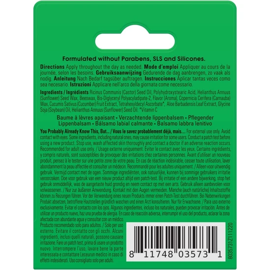 Yes To Cucumbers Soothing Lip Balm 4.25g