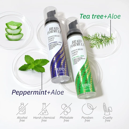 Ebin New York Braid Formula Tension Relief Foaming Lotion Peppermint & Aloe 250ml