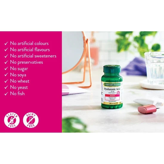 Nature's Bounty Hyaluronic Acid 20mg With Vitamin C 30 Capsules