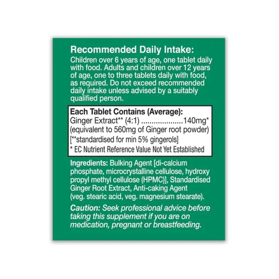 Health Aid Ginger Extract 560mg Tablets 60 Tablets
