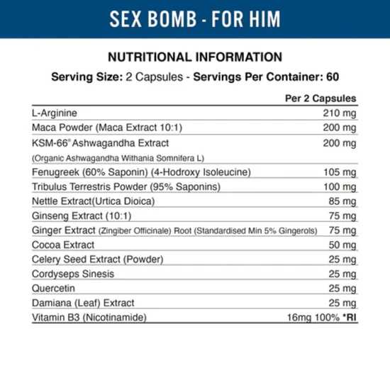 Applied Nutrition Sex Bomb For Him Capsules 120 Capsules
