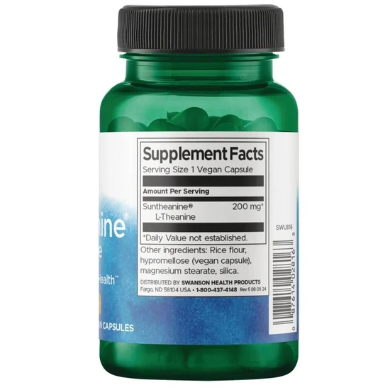 Swanson Suntheanine L-Theanine 200mg Capsules 60 Capsules