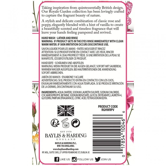 Baylis & Harding Rose Poppy & Vanilla Hand Wash 500ml