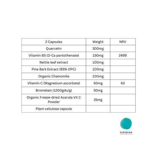 Viridian Quercetin B5 Plus Complex Veg Capsules 60 Capsules