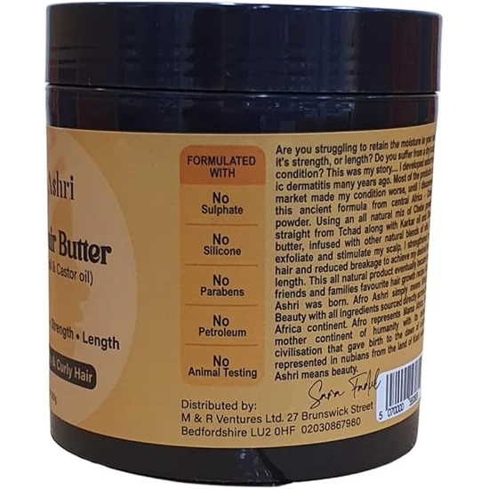 Afro Ashri Chebe Hair Growth Butter With Karkar Oil & Castor Oil 225g