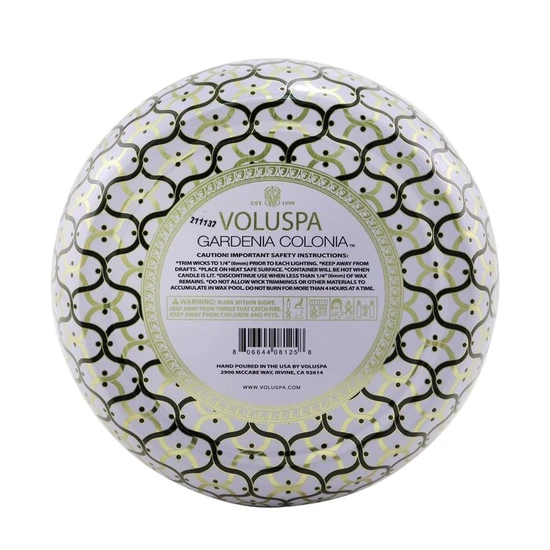 VOLUSPA 3 Wick Decorative Tin Candle Gardenia Colonia 340g