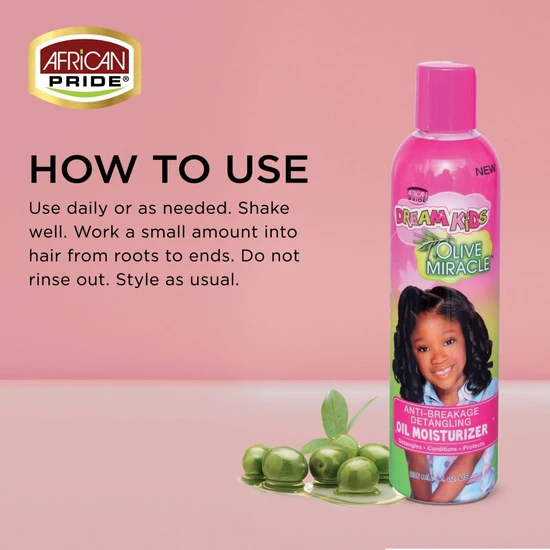 African Pride Dream Kids Olive Miracle Anti-Breakage Detangling Oil Moisturiser 8oz