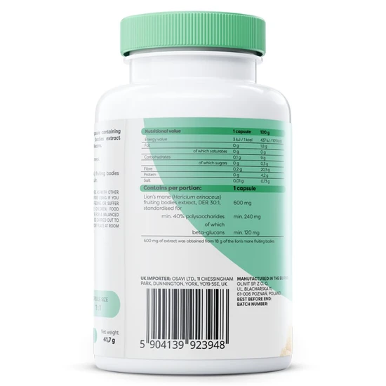 Osavi Lion's Mane 600mg Capsules 60 Capsules