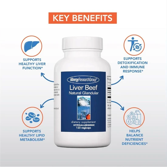 Allergy Research Group Liver Beef Natural Glandular Capsules 125 Capsules