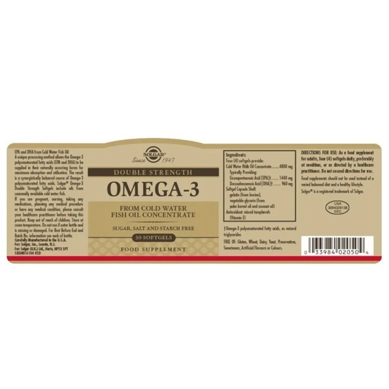 Solgar Omega-3 Double Strength Softgels 30 Softgels