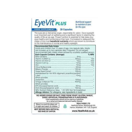 Health Aid EyeVit Plus Capsules 30 Capsules