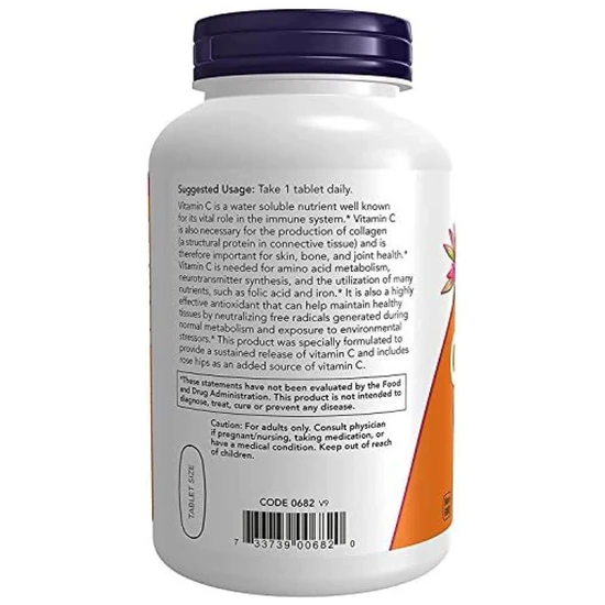 NOW Foods Vitamin C-1000 With Rose Hips Sustained Release 250 Tablets