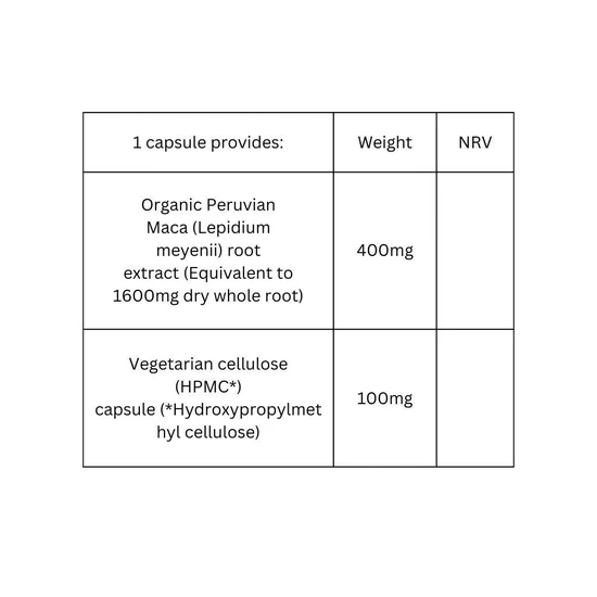 Viridian Organic Maca Extract Veg Capsules 60 Capsules