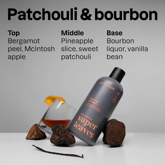 Attitude Super Leaves Men Shower Gel Patchouli & Bourbon 415ml