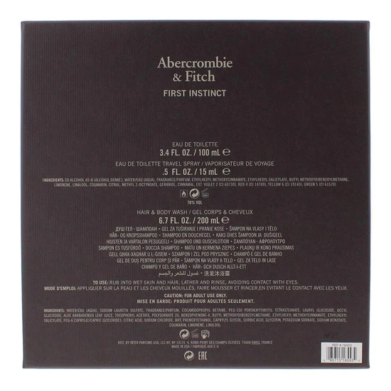 Abercrombie & Fitch First Instinct Eau De Toilette Gift Set 15ml + Shower Gel 200ml