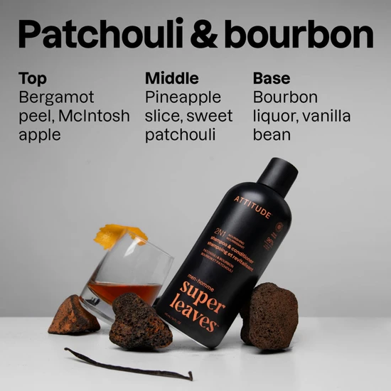 Attitude Super Leaves Men 2-in-1 Nourishing Men Shampoo & Conditioner Patchouli & Bourbon 415ml