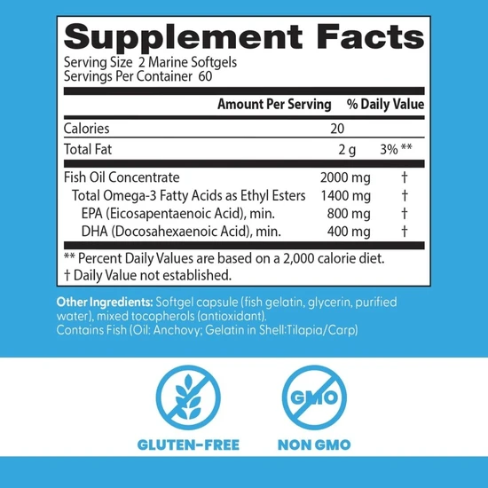 Doctor's Best Purified & Clear Omega 3 Fish Oil 1000mg Marine Softgels 120 Softgels