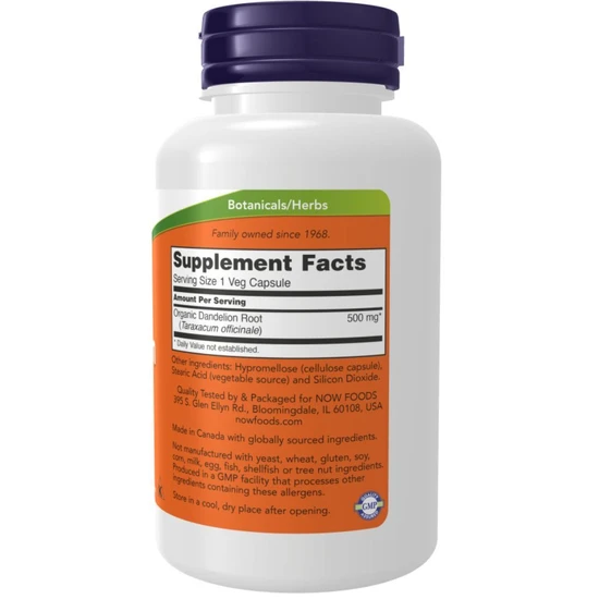 NOW Foods Dandelion Root 500mg Capsules 100 Capsules