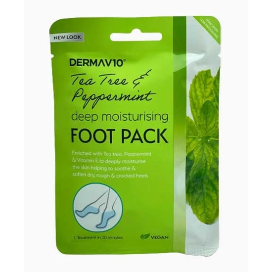 Derma V10 Tea Tree & Peppermint Deep Moisturising Foot Pack x1