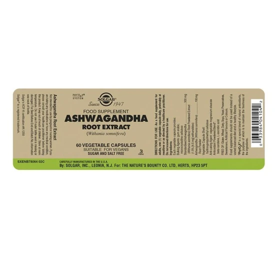 Solgar Botanical & Herb Ashwagandha Root Extract Vegetable Capsules x60